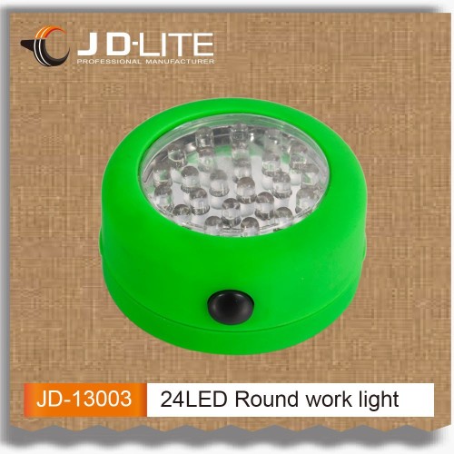 Classic 24 LED round shape work light with 360 degrees rotated hook and powerful magnet hid working light