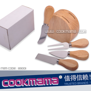 Công cụ phô mai 5pcs với khối Woodend