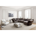 Hot Sale Ins Style Long Flusen weißes Single -Sofa Foshan Möbel Wohnzimmer Einzelstuhl für Villa