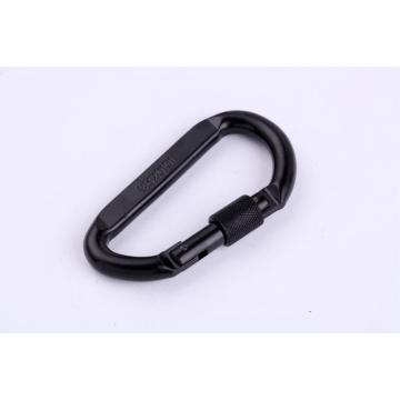 Carabiner forte da forma preta de Dee da cor com fechamento de parafuso