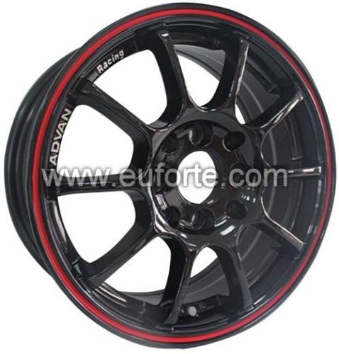 14 "15" hitam dengan cincin merah aluminium paduan roda rim