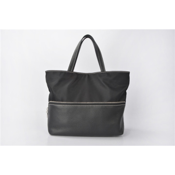 Ella Patent Tessuto Soft Nylon & Leather Tote