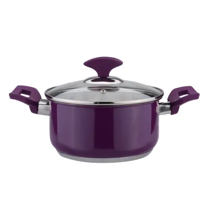 Purple color cookware set pot and saucepan set