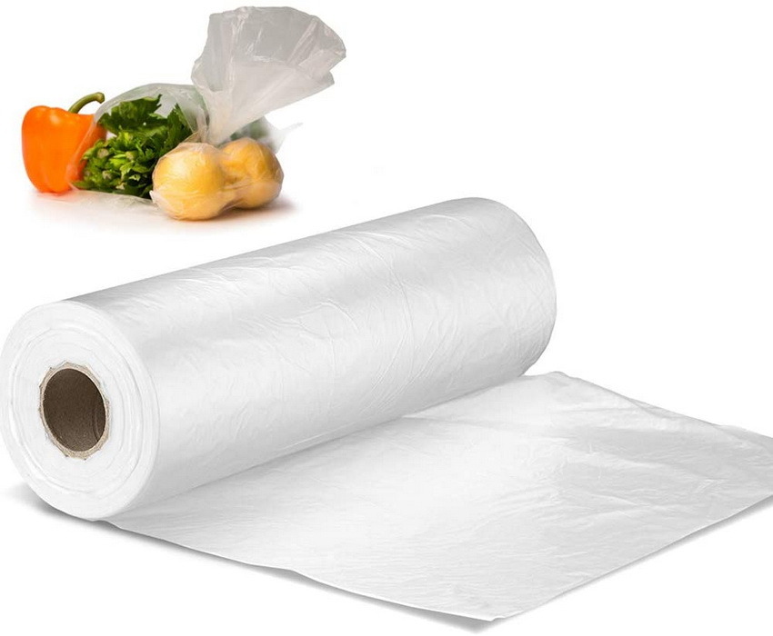 Plastic Supermarket Flat Top Open Grocery Produce Bag on Roll