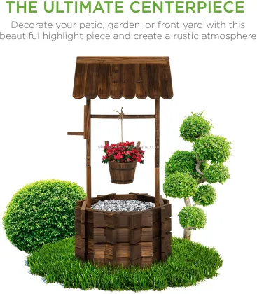 Wood Hanging Flower Planter with Stand for Home Decorations