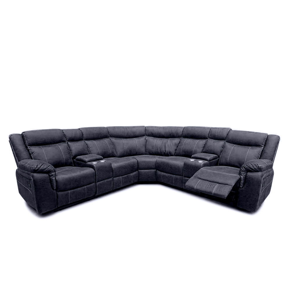 Curved Corner Sofa with Manual Recliners