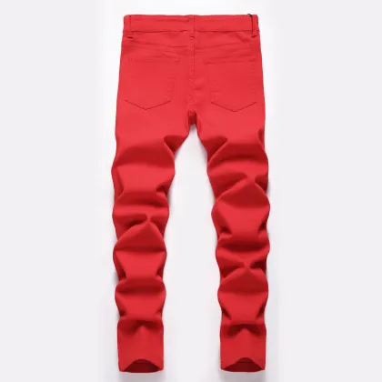Factory Wholesale Boys' Casual Red Ripped Jeans - All Seasons