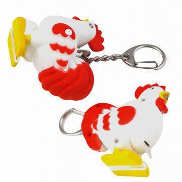 Wholesale Plastic Live Animal Cock Flashlight Key Chain