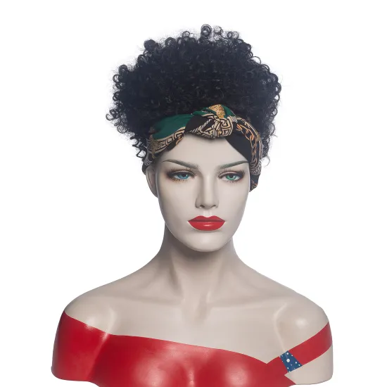 Aishili hot-selling wrap turban hair kinky Afro curly synthetic headband wig for black women