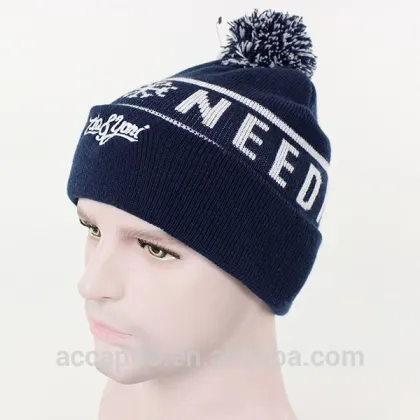 sports team beanie hat with ball/sports team beanie/knit pom beanie
