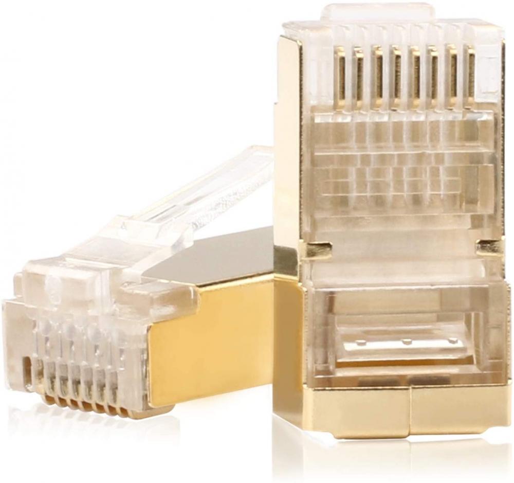 RJ45 Connectors Golden Nickel Plated For Shielded Cable