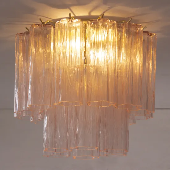 Murano Pink Glass Flush Mount Chandelier: Contemporary Ceiling Lamp Design