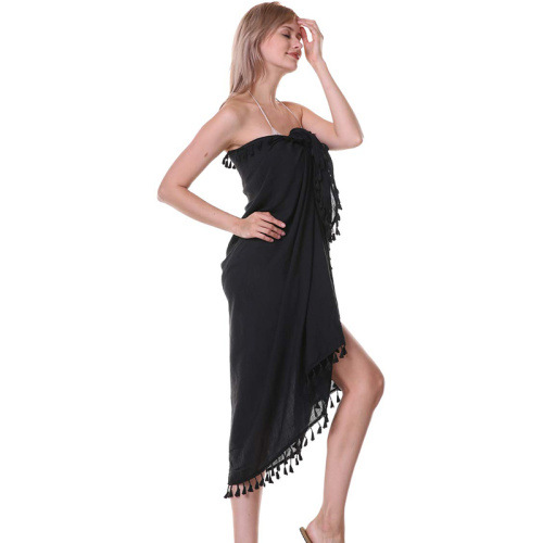 Shawl or Head Scarf Wrap Skirt Womens Beach Sarong Pareo Short Skirt with Tassels Supplier