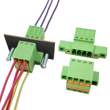 3.5mm Pitch Complete Male & Female Through-Wall Dual-Row Spring Cage Terminal Block Set Dual Through-Hole with Flange