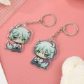 Customized Transparent Kawaii Carton Anime Acrylic Keychains UV Printed Rainbow Holographic Epoxy Resin Charms Unique Keyring