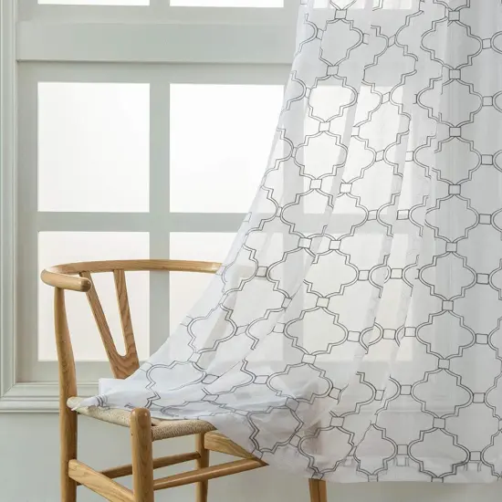 Geometric Pattern Grommet Light Filtering Sheer Embroidered Curtains: Enhancing Style and Functionality in Your Space