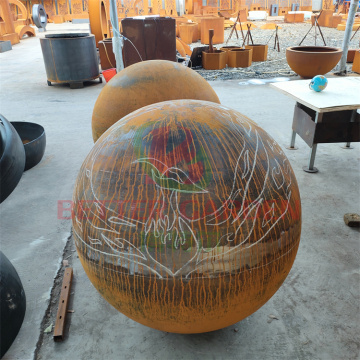 Industrial Corten Steel Sphere Fire Pit: No Maintenance Outdoor Fireball Solution