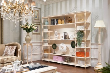 White bookstore display shelves for storage / book rack / wood carved bookcase
