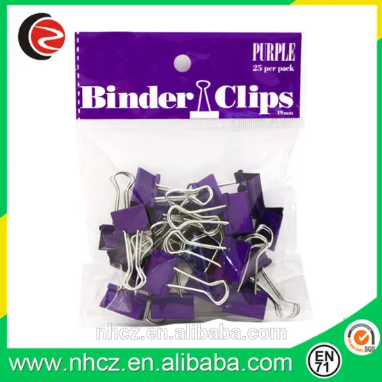 Small Purple Binder Clips 19mm (.75 inch) - 25 Binder Clips per Pack