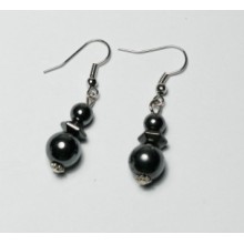 Hematite Earring with silver color finding