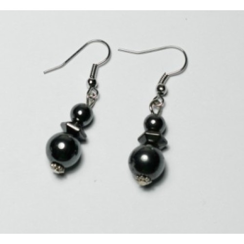 Hematite Earring with silver color finding