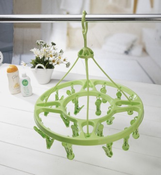 Fashion Plastic Drying Hanger Laundry Hanger with 18 clips for Sock Clothes