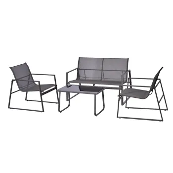 Modern Outdoor 4-Piece Metal Frame Aluminium Sofa Set for Patio Garden Offices