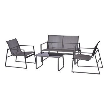 Modern Outdoor 4-Piece Metal Frame Aluminium Sofa Set for Patio Garden Offices