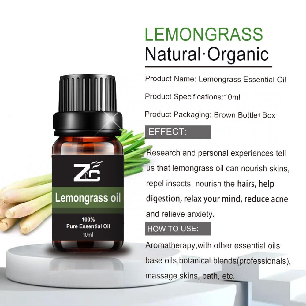Aceite de aromaterapia Aceite esencial de hierba de limón para la piel