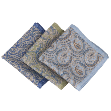 Wholesale High Quality Linen Paisley Handkerchiefs from Italian Factory