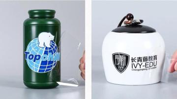 Cam Şişe için Özel Su Geçirmez Yapıştırıcı 3D UV Emzik Transferi Logo Etiketi