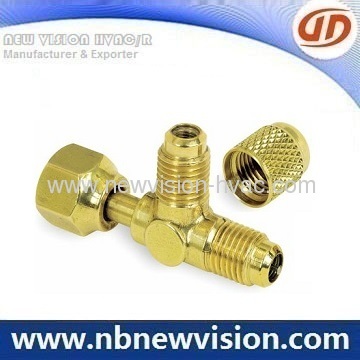 Brass Tee Fitting With Flare Nut &amp; Valve Core 