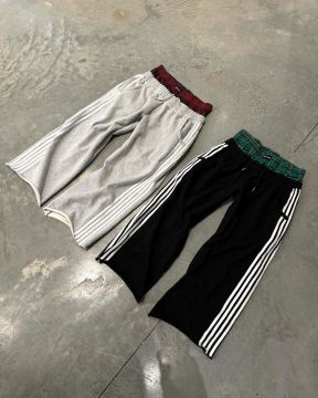 Custom Manufacturers of Wide Leg Oversize Terry High Waist Stacked Side Striped Sweat Pants and Double Waist Sweatpants