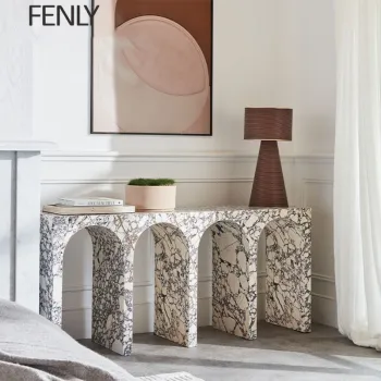 Light Luxury Natural Marble Console Table for Entryway and Home Decor