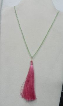 925 Sterling Silver Prehnite Color Necklace