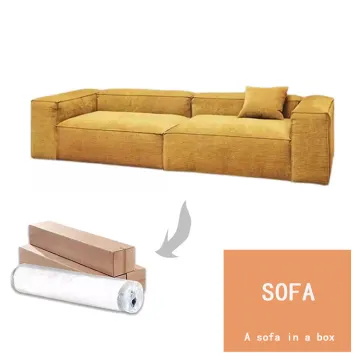 Modern Simple Vacuum-Compressed Yellow Sofa for Living Room