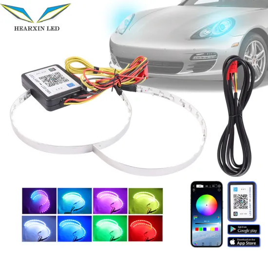 HearxinLED RGB Streamer APP Devil Demon Angel Eyes Halo Ring for Car Motorcycle Headlights