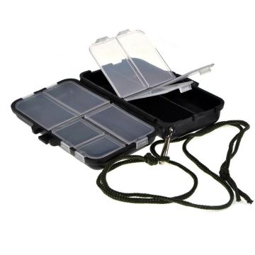 Mini Black Fishing Tackle Box Compartment Pocket Portable Hook Beads Fishing Box