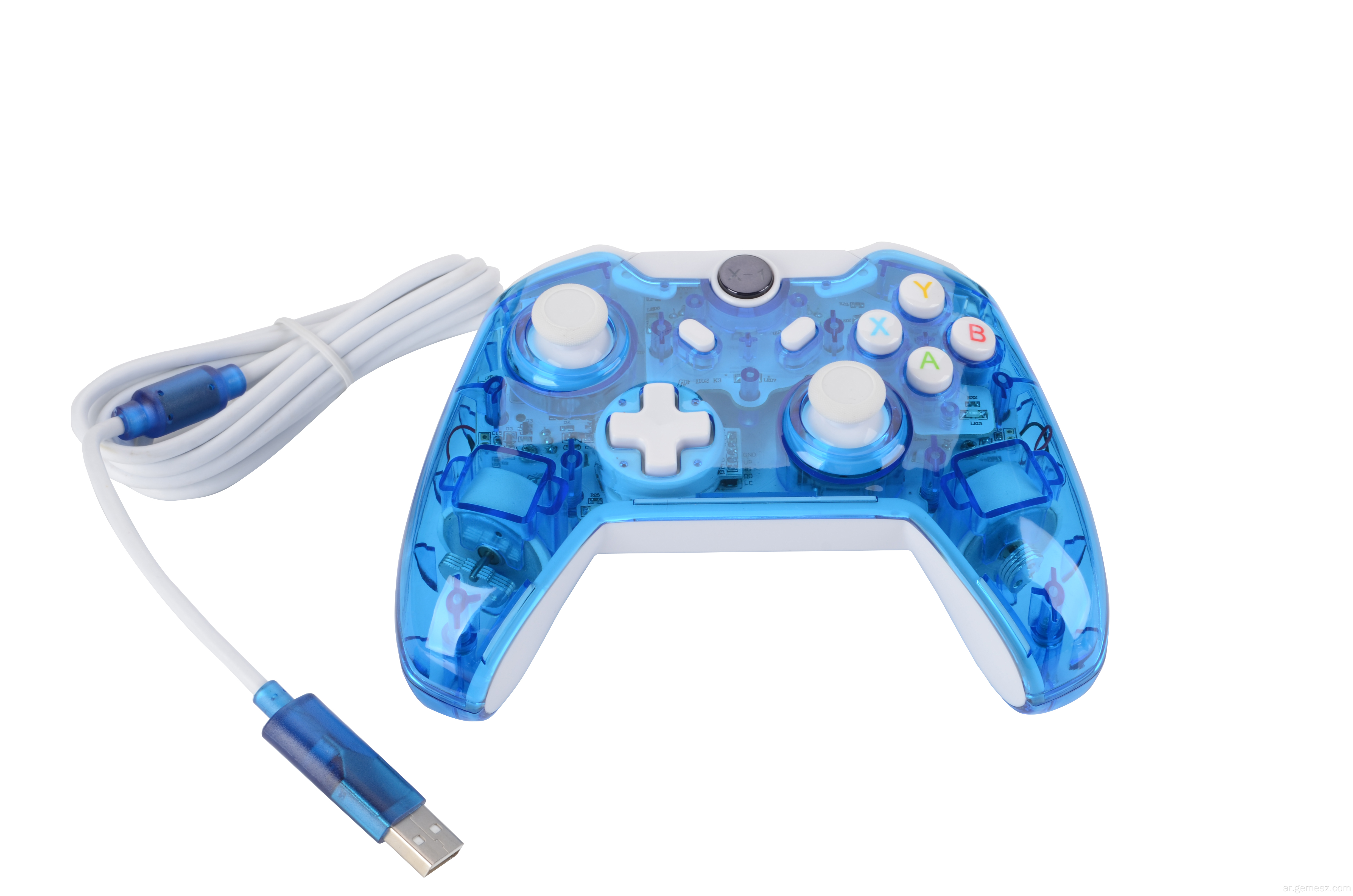Transparent Blue Wired Game Joystick for Xbox one