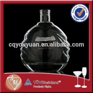 Flat Round Clear Cognac Bottle 700ML Glass Bottles Drink Unique