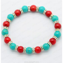 Pulsera turquesa coral rojo