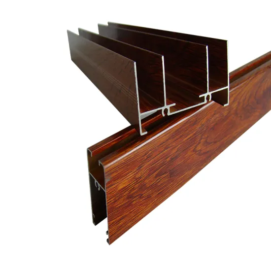 Modern Design Anodized Wooden Finish Sliding Doors Wardrobe with Aluminium Profile