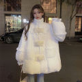 Women's winter loose white cotton-padded coat