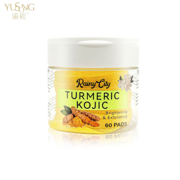 Almohadillas de limpieza faciales kojic de cúrcuma para blanqueamiento y exfoliación de la piel