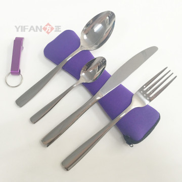 Portable camping cutlery set stainless picnic cutlery set