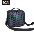 Cosmetic pu leather big capacity travel hanging makeup bag rhombic Hologram Laser Luminous bags