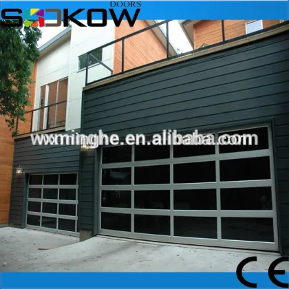 aluminum tempered glass insert sectional garage door