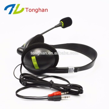 Cheap double jack OEM computer headphones with mic for promotioan business gift
