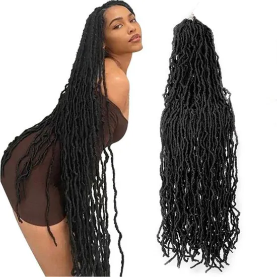 Black 36inch Long Goddess Braiding Dreadlocks Hair For Black Women Nu Locs Crochet Braid Hair Synthetic Faux Locs Extensions
