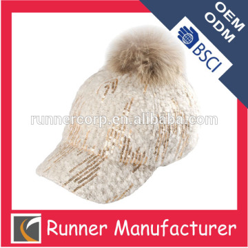 Women fashion sequin santa hat with fur top